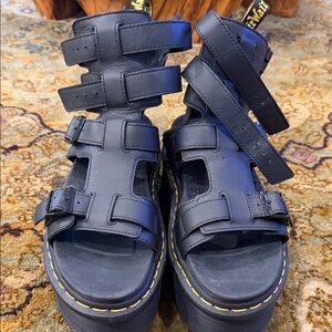 Dr. Martens Giavanna Leather Platform Gladiator Sandals in black